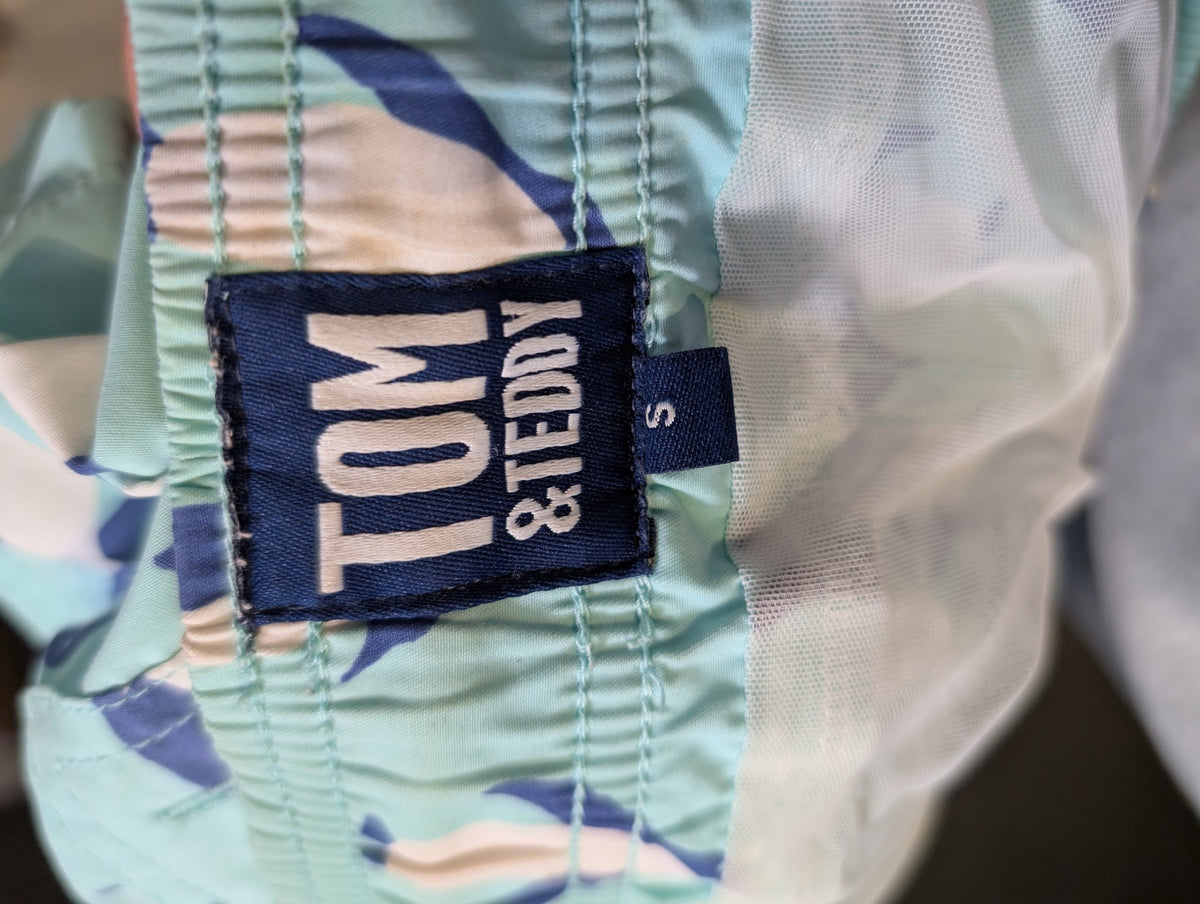 Tom & Teddy Penguin Print Swim Trunks Light Blue Size S - Image 5