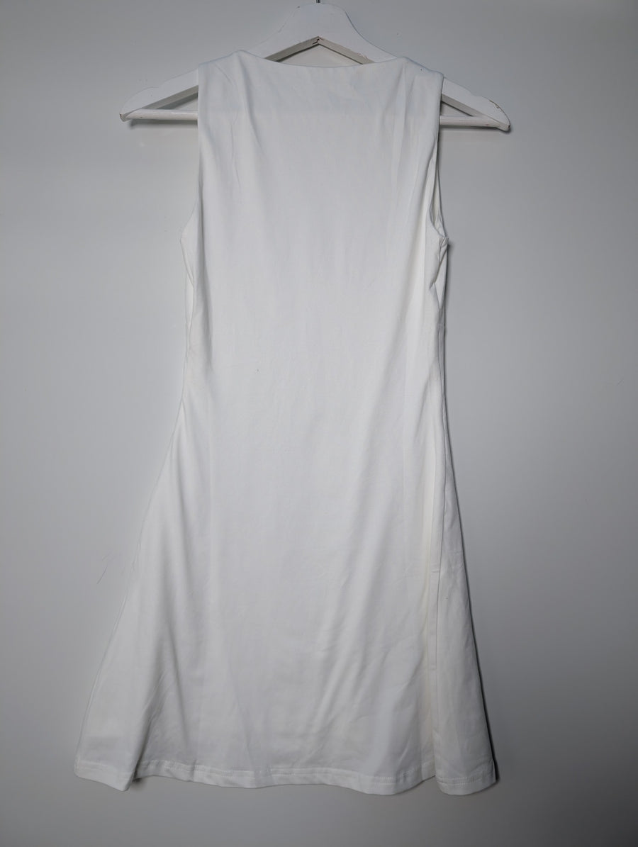 CHARCOAL White V-Neck Mini Dress Size 6 - Image 5