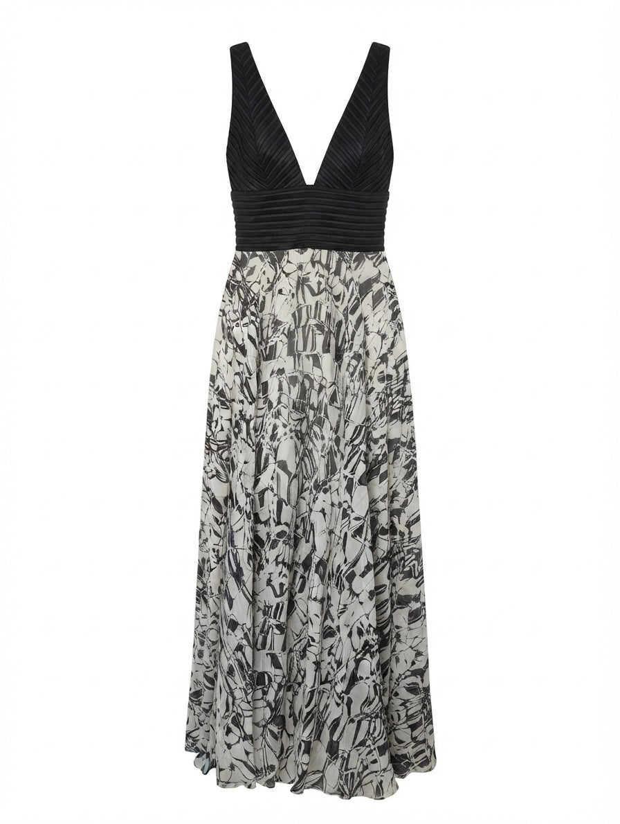 GINGER & SMART Maxi Dress Abstract Print Pleated Bodice - Image 1