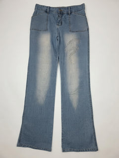 Amber Glow Rhinestone Embellished Light Wash Jeans Women's Size 8 - Image 1