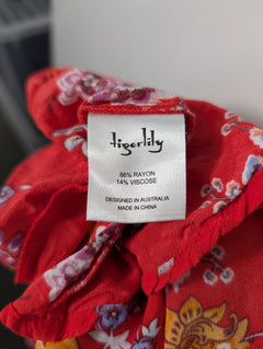 Tigerlily Red Floral A-Line Mini Skirt Size 10 - Image 6