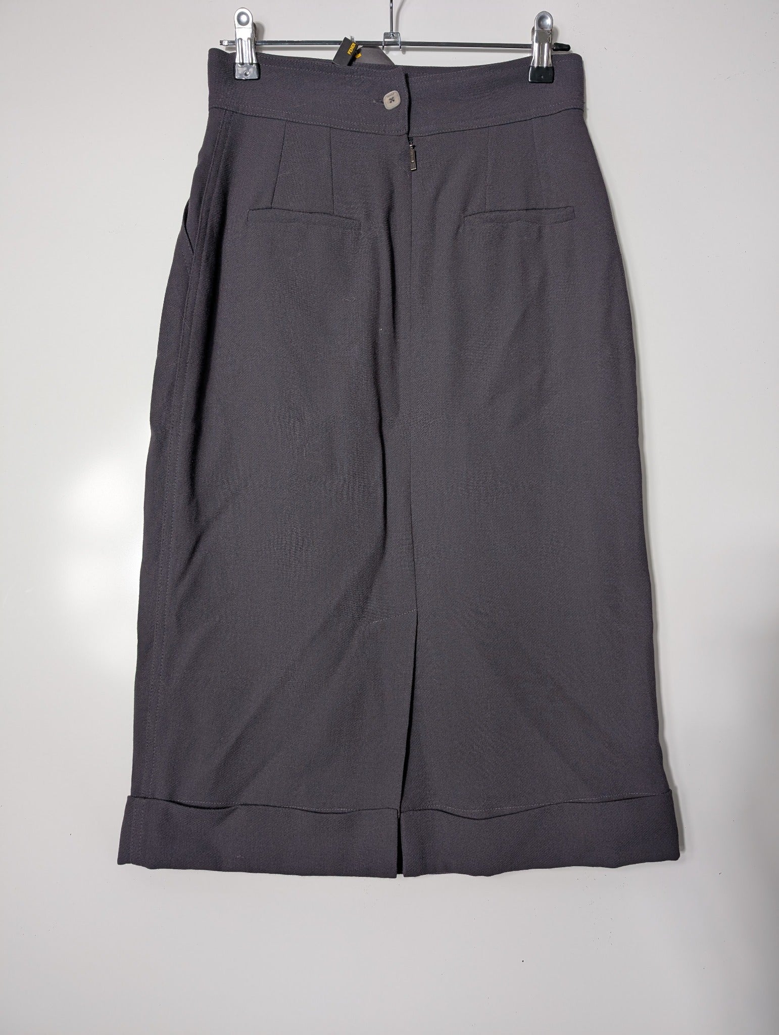 Fendi High-Waisted Midi Skirt Dark Grey Size 40 - Image 4