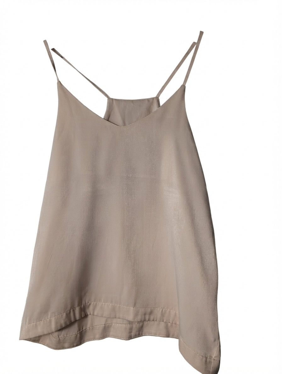 LUCA Satin Spaghetti Strap Cami Tank Top Beige Size M