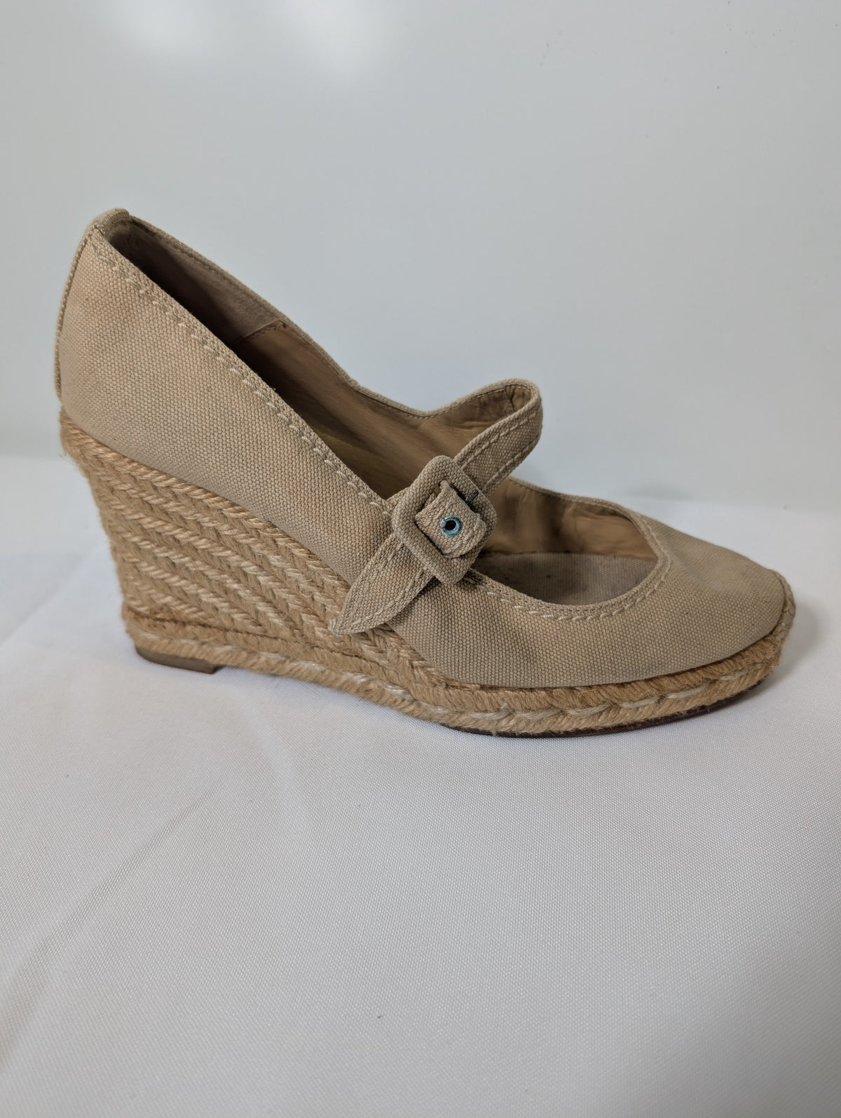 Christian Louboutin Cataclou Espadrille Wedge Mary Jane Beige Size 38 - Image 5