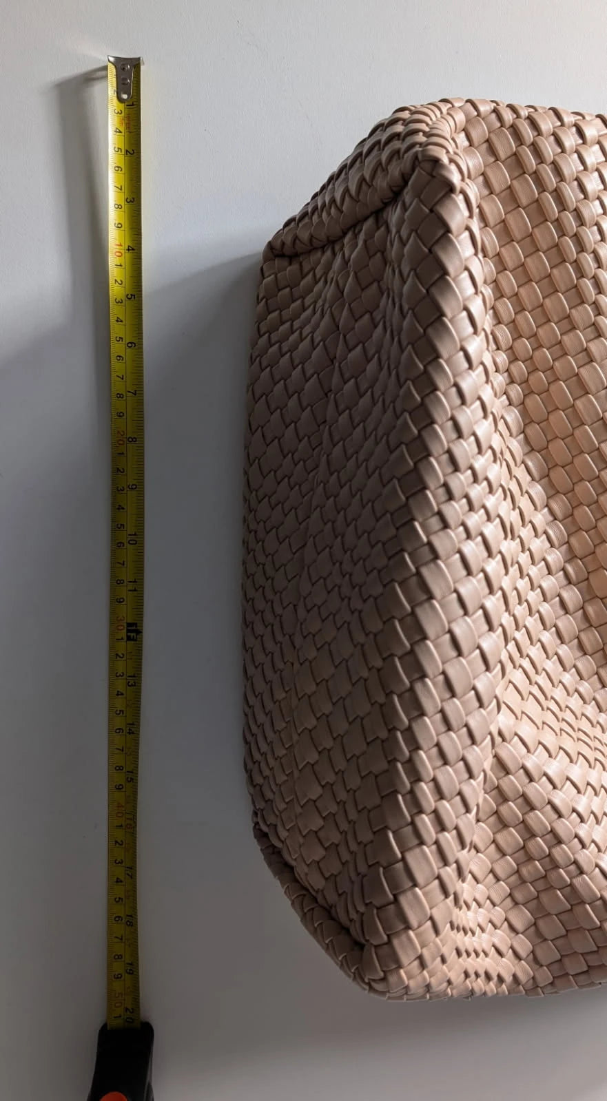 Black Caviar Beige Woven Leather Handbag with Detachable Strap - Image 3