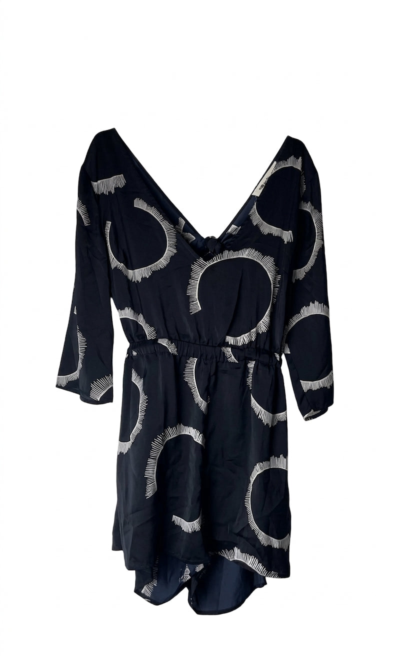 Milkandhoney Navy Blue Sunburst Pattern Cotton Dress Size 12 - Image 1