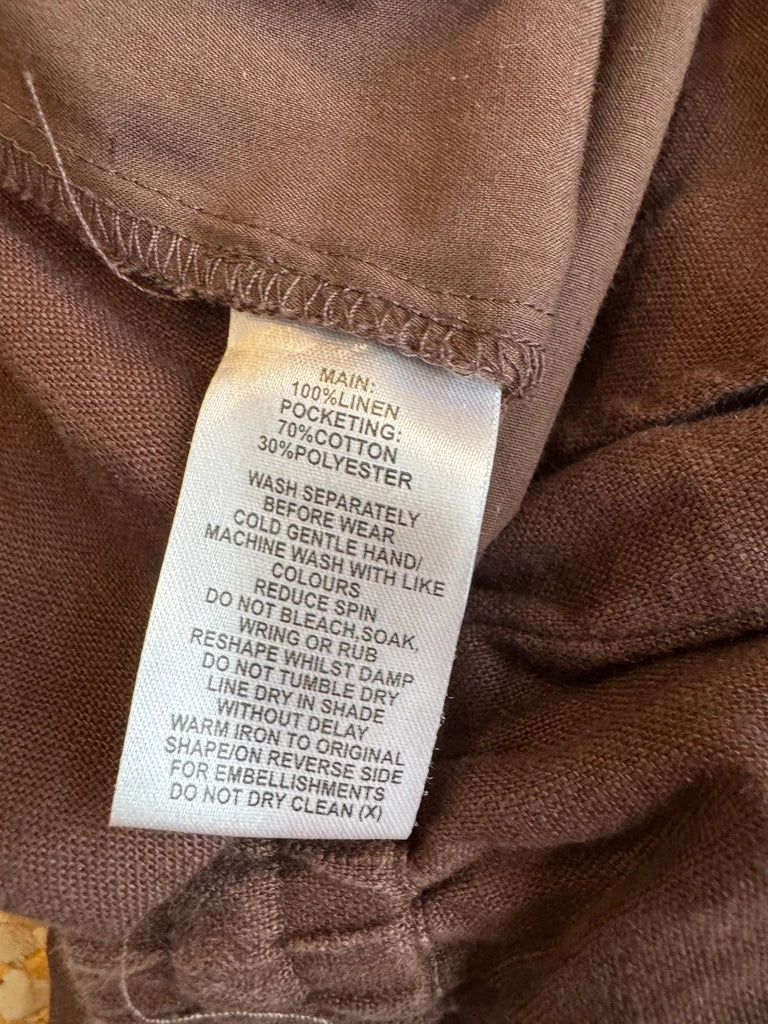 AERE Brown Linen-Blend Drawstring Pants Size 30 - Image 4
