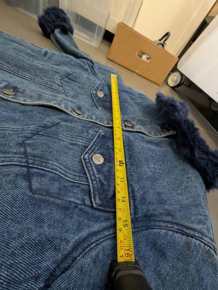 MP|D Women's Denim Jacket with Faux Fur Collar and Cuffs - Blue Size S - Image 8