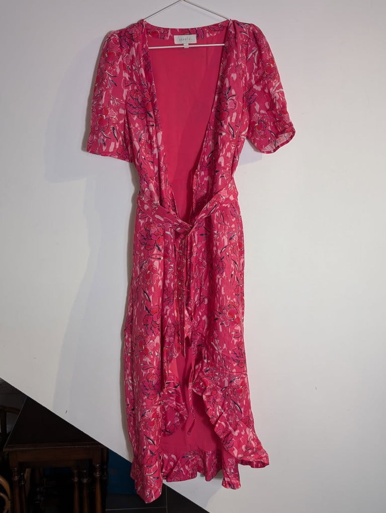 Steele Pink Floral Wrap Dress - Size L - Image 8