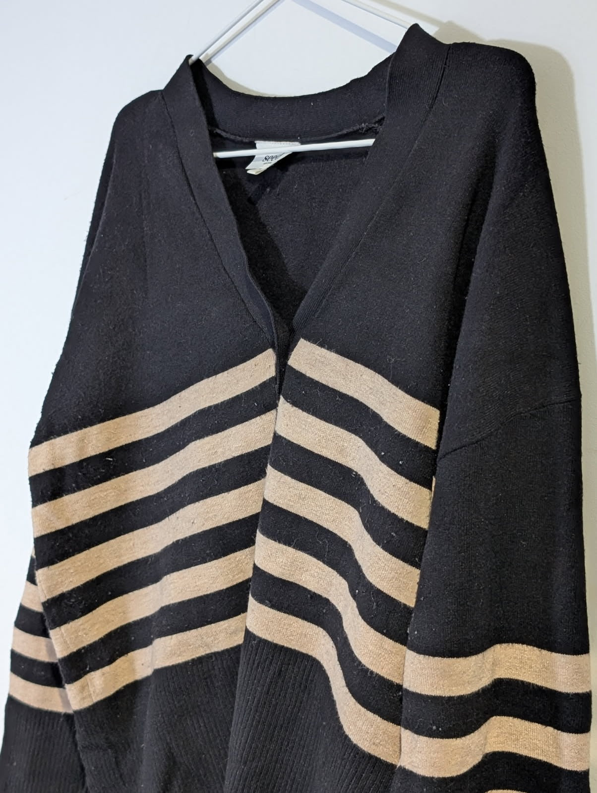 Seed Heritage V-Neck Cardigan - Black and Tan Striped Women's Size M - Image 8