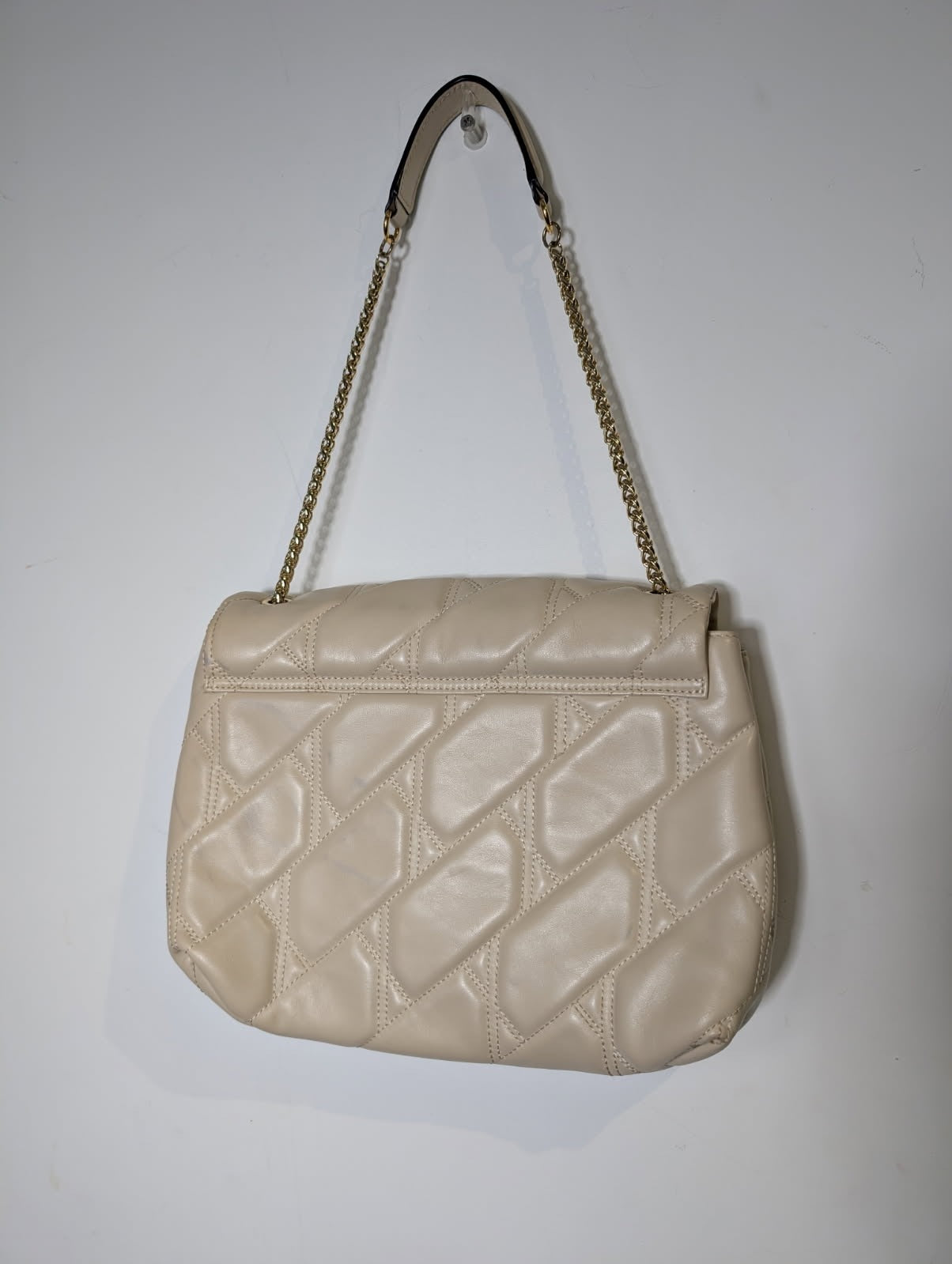 Ginger & Smart Quilted Leather Shoulder Bag Cream Gold Chain - Image 8