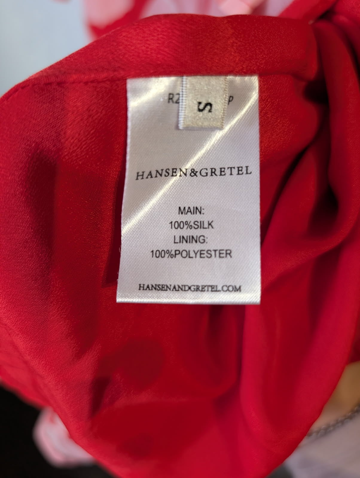 Hansen & Gretel Floral Ruffle Wrap Dress Red/Pink Silk Size S - Image 8