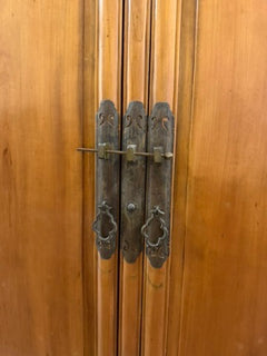 Vintage Asian-Style Wooden Armoire with Brass Hardware Brown - Image 8