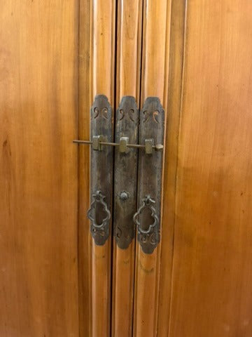 Vintage Asian-Style Wooden Armoire with Brass Hardware Brown - Image 8