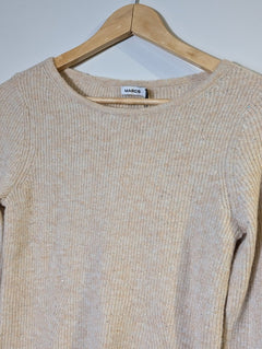 Marcs Metallic Knit Sweater Beige Sparkle Size S - Image 8