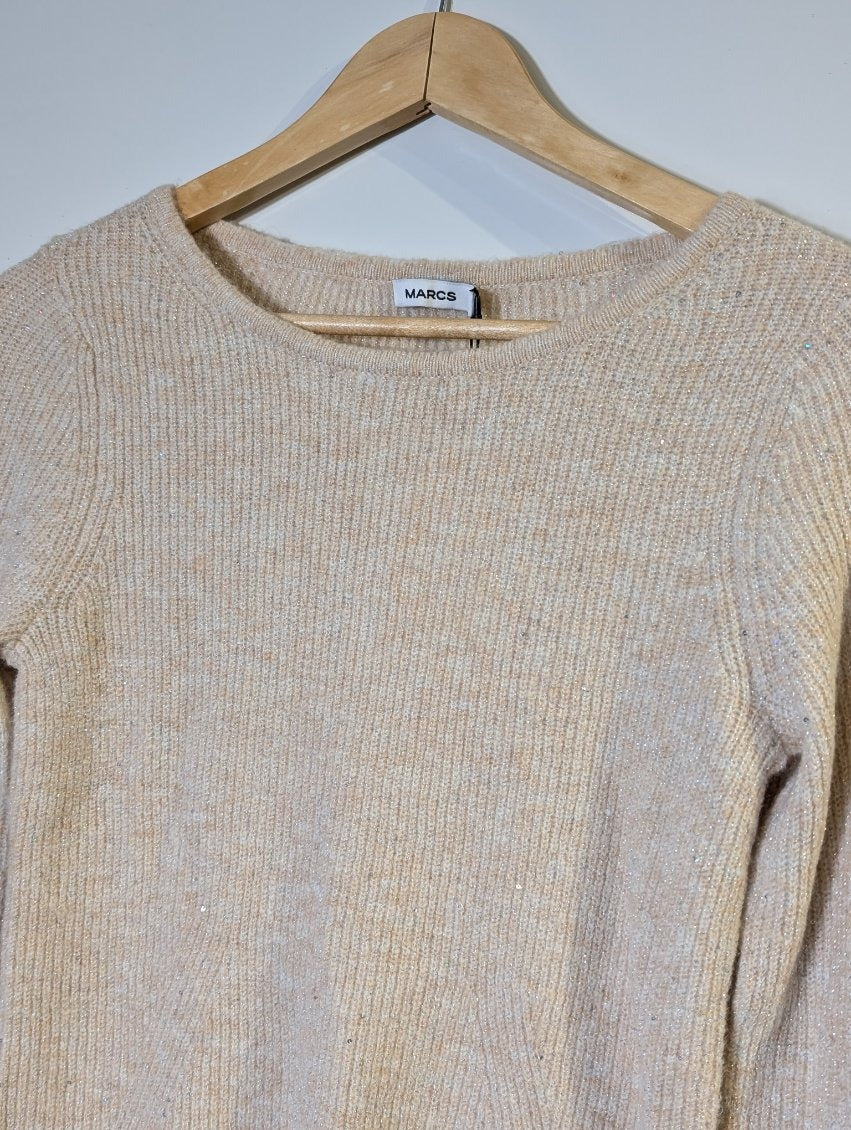 Marcs Metallic Knit Sweater Beige Sparkle Size S - Image 8