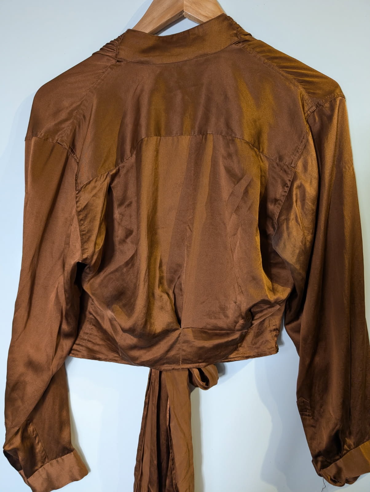 Pinky & Dianne Silk Tie-Front Blouse Brown - Image 8