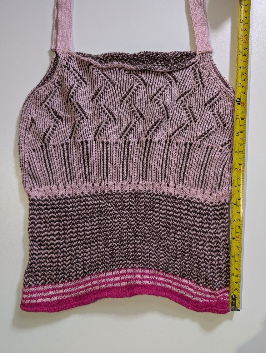 Dries Van Noten Knit Tank Top - Pink & Brown Patterned Size Small - Image 8