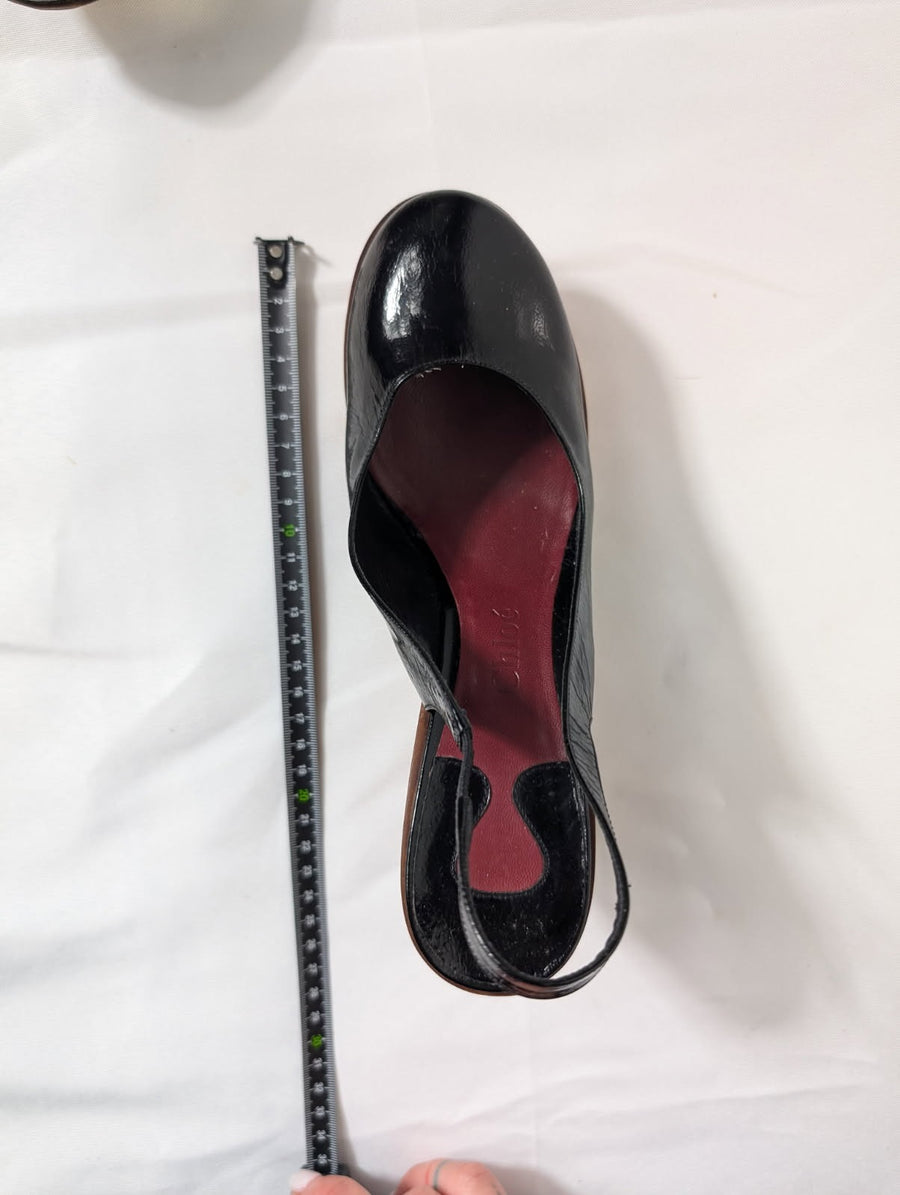Chloé Black Patent Slingback Wedges EU38 - Image 6