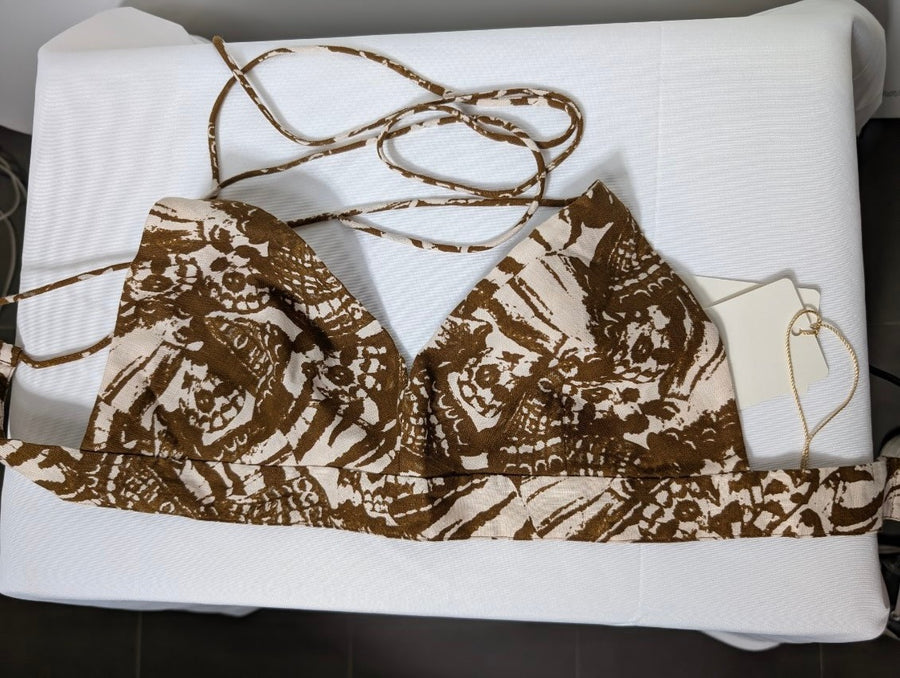 Scanlan Theodore Butterfly Dragon Bralette Chocolate Linen Size 10 - Image 8