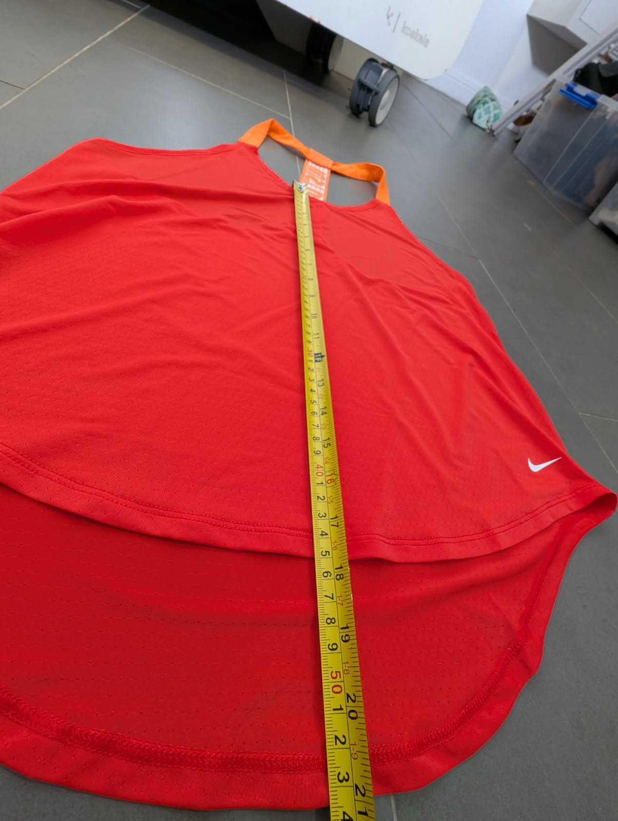 Nike Dri-FIT Racerback Tank Top - Orange/Red Logo Elastic Strap - Image 8