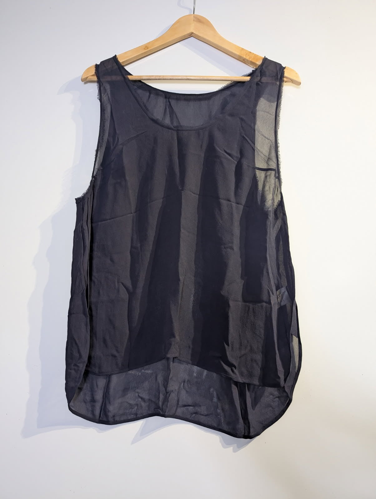 Willow Ltd Sheer Black Sleeveless Tank Top - Raw Edge Detail - Image 8