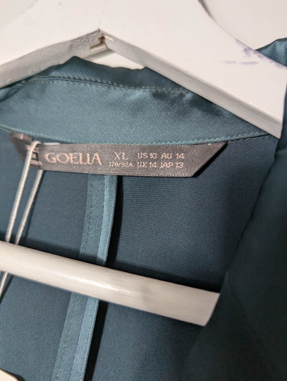 Goelia Satin Blazer Teal Women's Size XL - Image 8