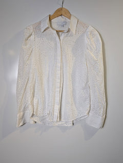 Witchery Broderie Anglaise Button-Down Shirt White Women's Size 8 - Image 8