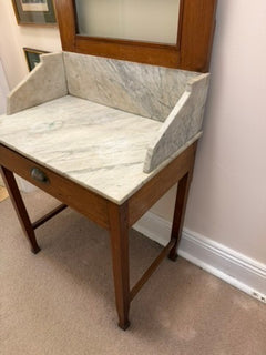 Antique Timber Washstand with Marble Top and Mirror - Image 8