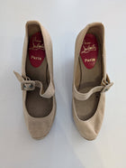 Christian Louboutin Canvas Wedge Espadrilles - Beige Mary Jane Heels - Image 8
