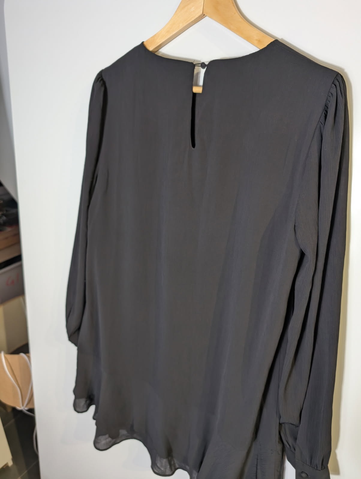 Reux Black Long Sleeve Ruffle Hem Mini Dress - Image 8