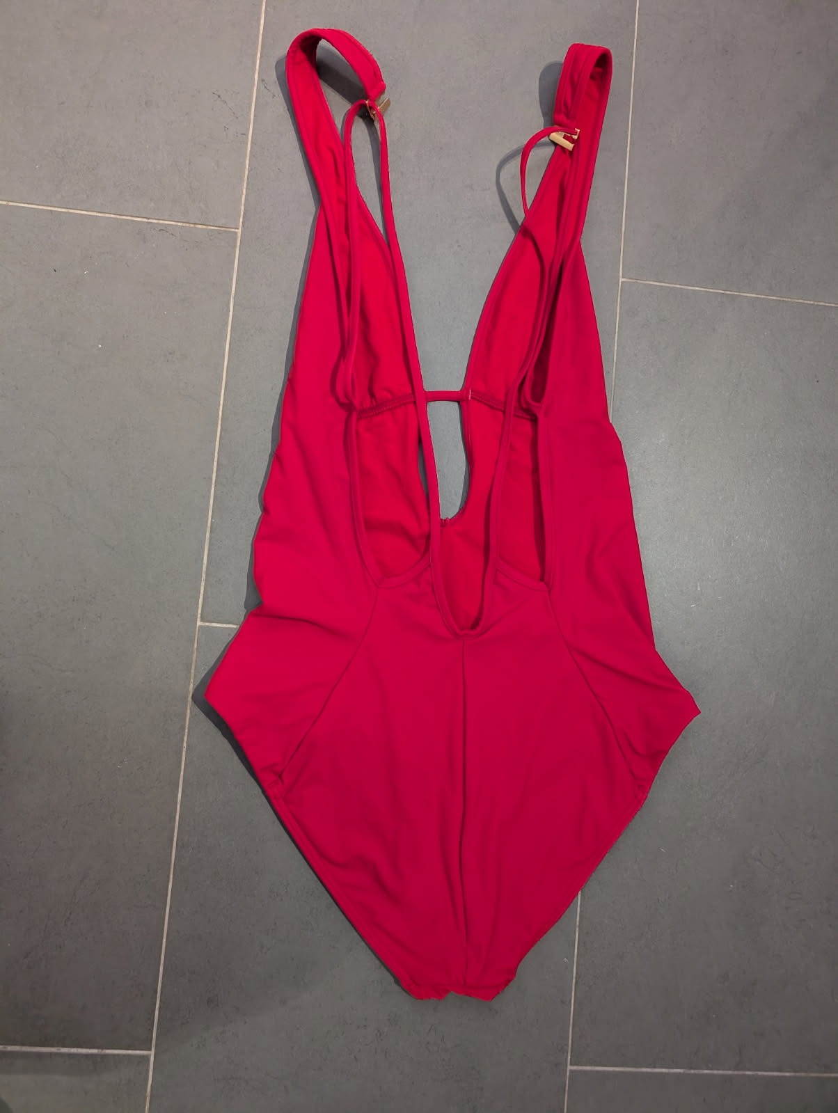 Jets Australia Red One-Piece Swimsuit - Deep V-Neck Cutout Detail - Image 8