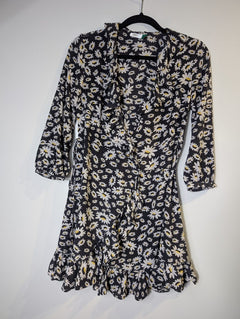 Rixo London Daisy Print Silk Ruffle Wrap Dress Women's Small - Image 8
