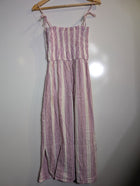 Elka Collective Striped Smocked Midi Dress Pink & White AU 10 - Image 8
