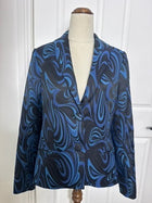 Charlie Brown Blue and Black Swirl Print Blazer - Size 10 - Image 8