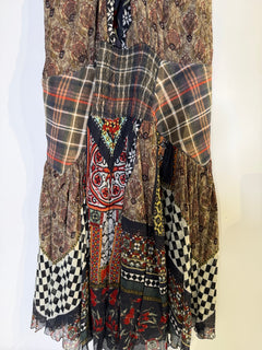 Camilla Silk Patchwork Mini Dress Vibrant Bohemian Print Size XS - Image 8