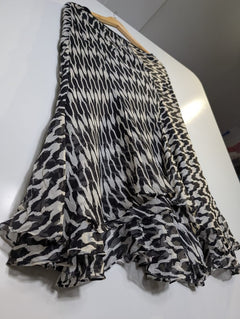 Diane Von Furstenberg Silk Asymmetrical Skirt - Black & White Abstract - Image 8