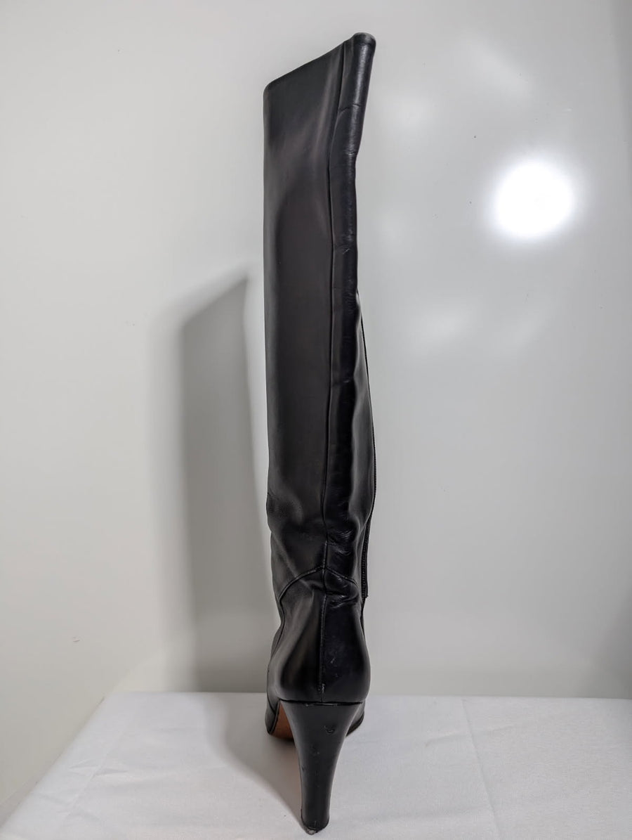 Umberto Romagnoli Knee-High Leather Boots Black Women's EU 38.5 - Image 8