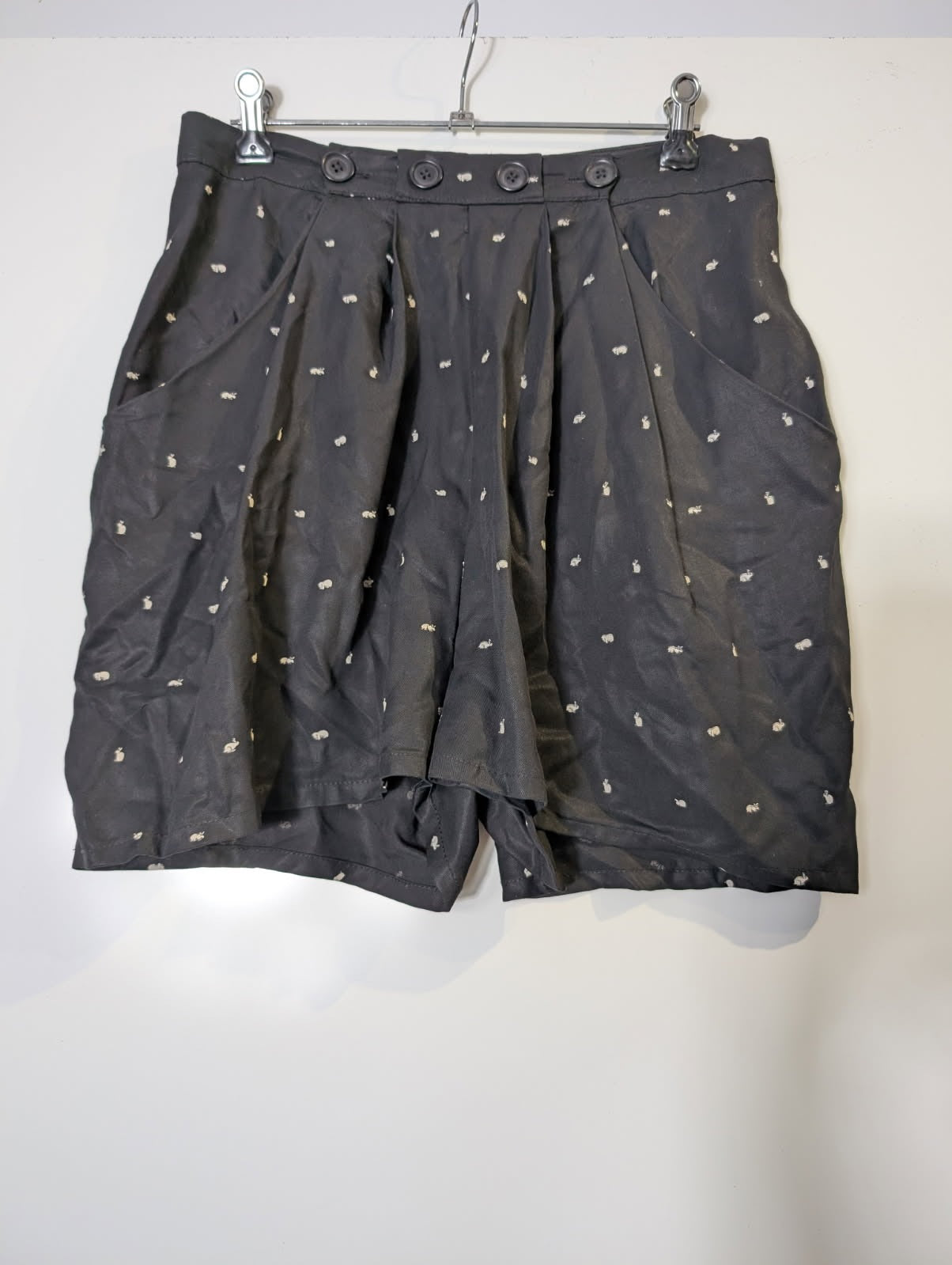 Alice McCall Black Shorts with White Rabbit Print - Size 12 - Image 8