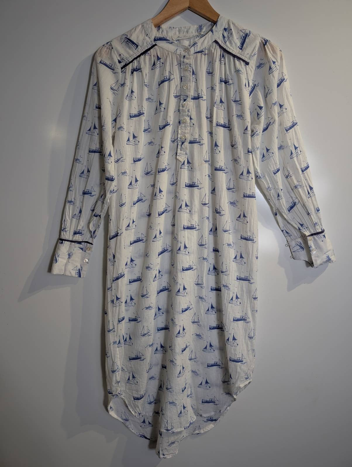Marie Louise de Mar Sailboat Print Nightshirt White/Blue - Image 8