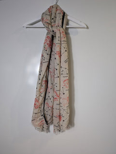 Vintage Celestial Constellation Map Print Scarf Cream & Red - Image 4