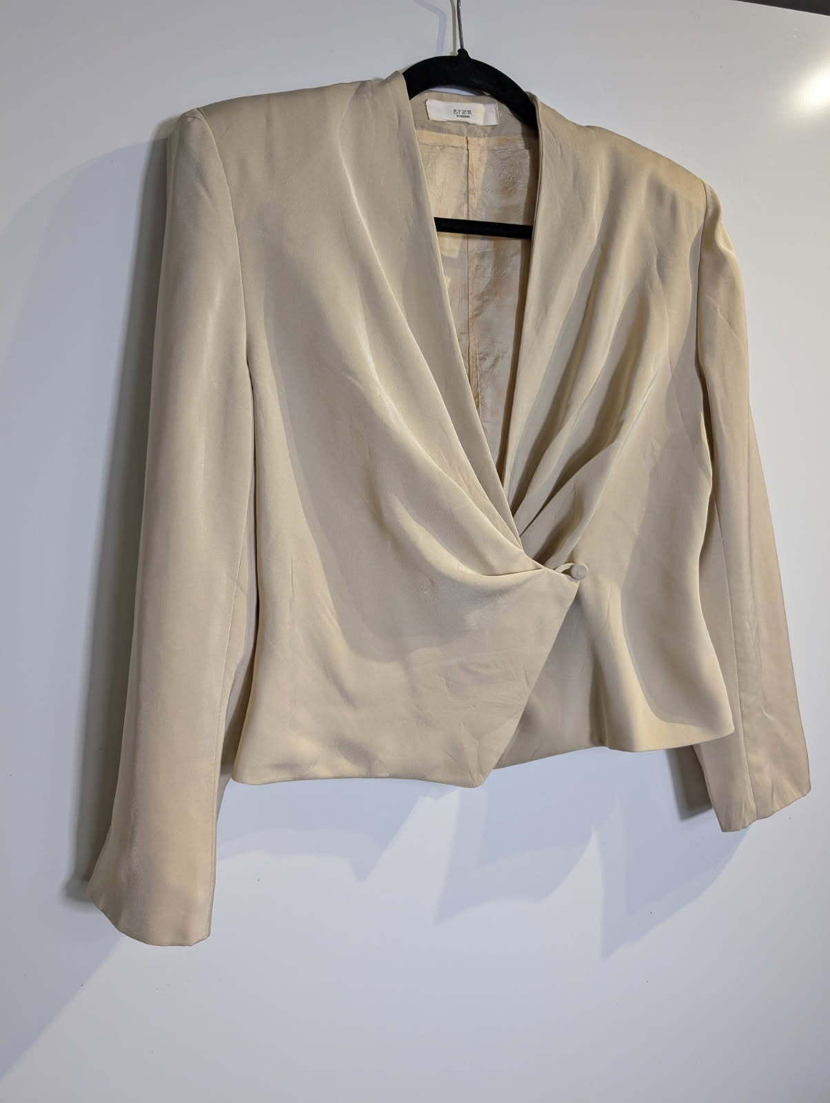 Byem by Creedence Draped Front Blazer Beige - Image 5