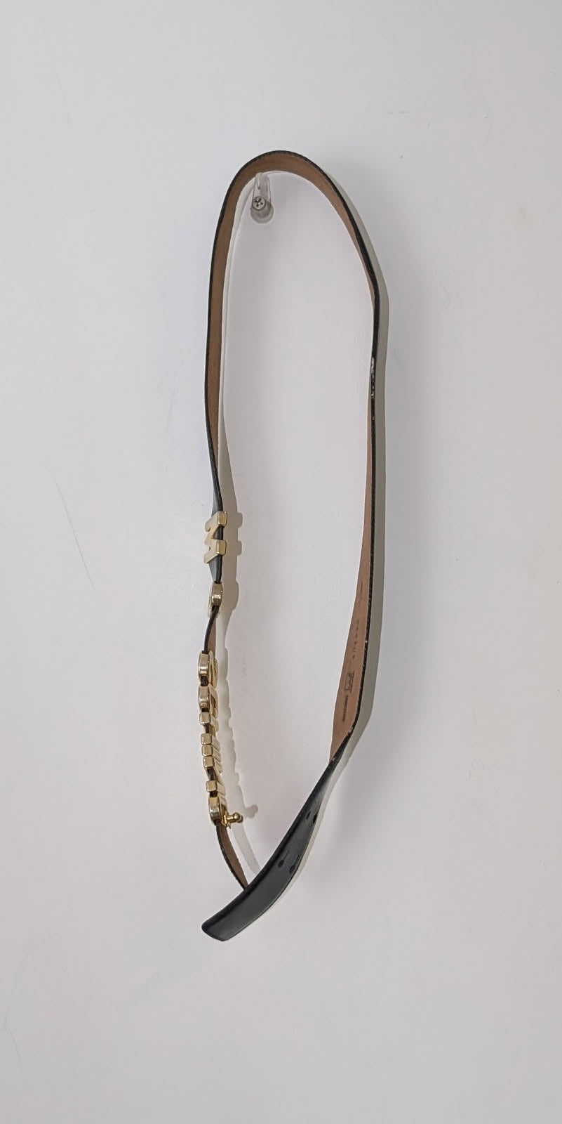 Vintage Moschino Gold Letter Logo Belt - Black Leather Made In Italy - Image 8