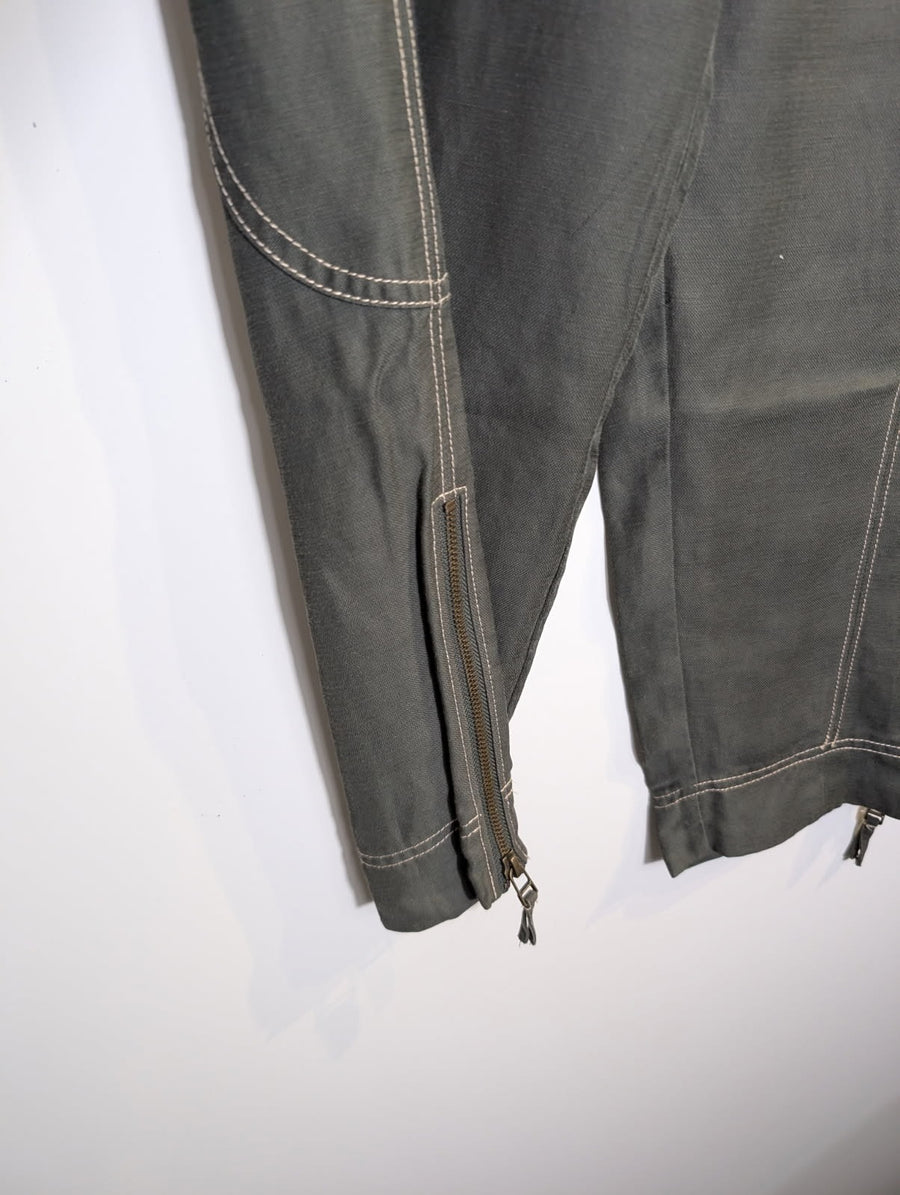 Veronika Maine Contrast Stitch Trousers Olive Green Size 8 - Image 8