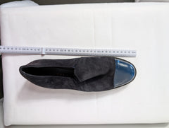 Carucci Roma Suede and Patent Leather Cap-Toe Loafers Black Blue EU 38 - Image 8