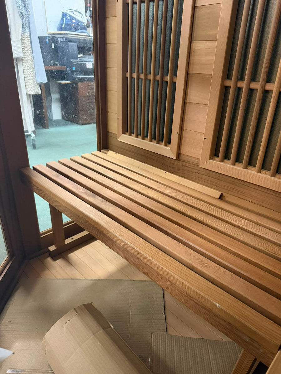 Corner Infrared Sauna Room with Digital Monitor and Audio System - Image 8
