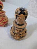Artisan Heritage Vintage Japanese Kokeshi Doll Set - Hand-Painted Floral Design - Image 6
