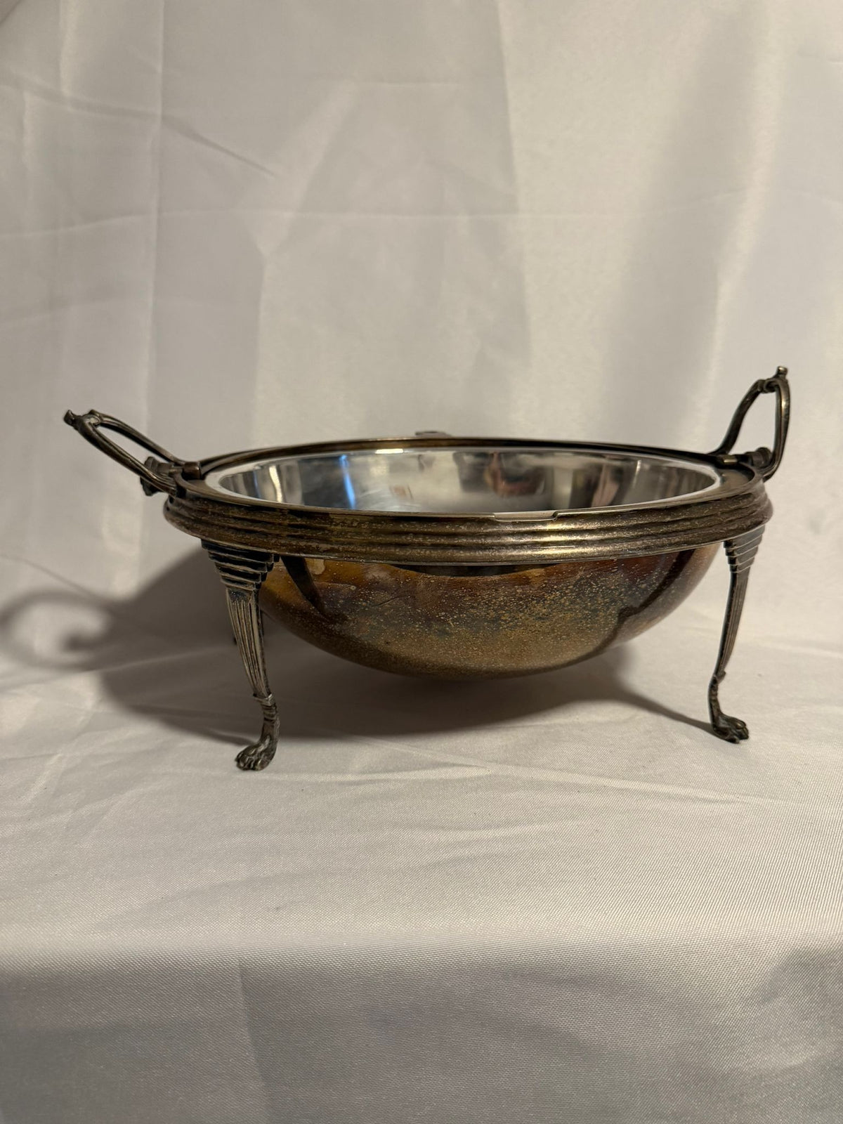 Antique Silver Plated Revolving Breakfast Dish Dome Food Warmer - Image 8