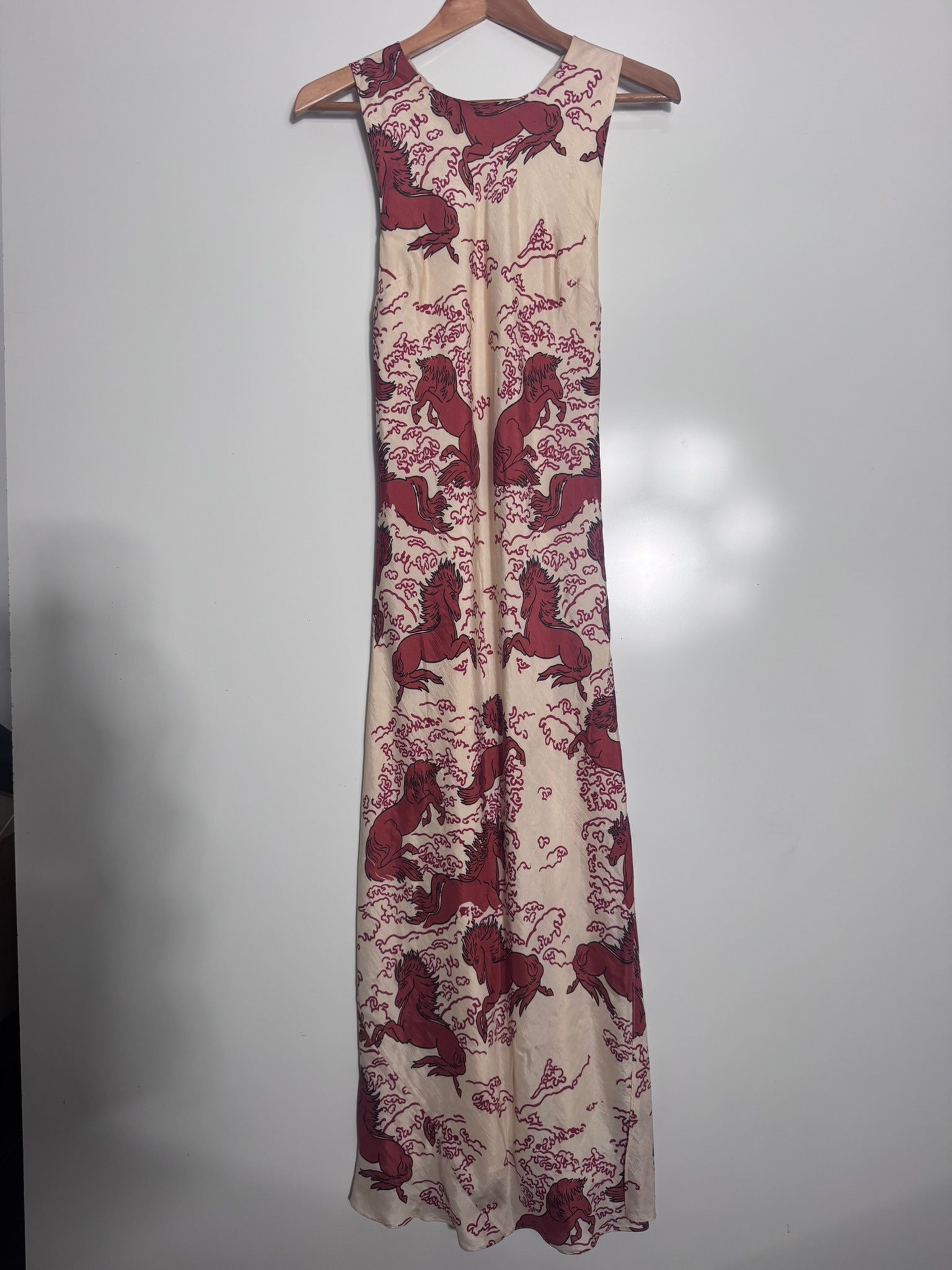 Alix Of Bohemia Silk Dress - Cream & Red Horse Print Size S - Image 8