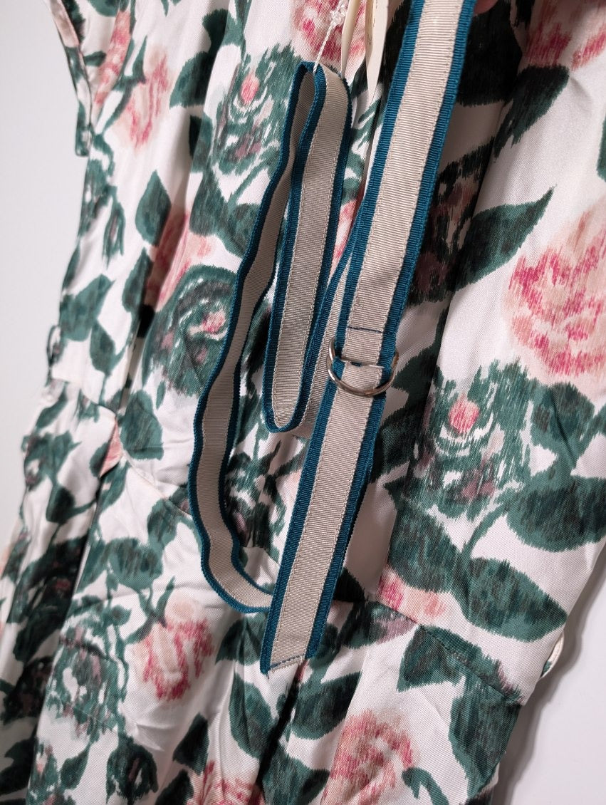 Lee Mathews Silk Rose Print Midi Dress - Size 1 - Image 8